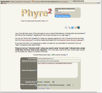 phyre2 home page